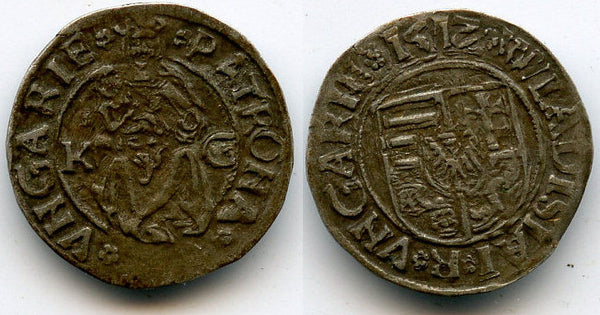 Rare! Early silver denar, "Madonna and child", Hungary, in the name of Emperor Wladislaus II (1490-1516), 1512