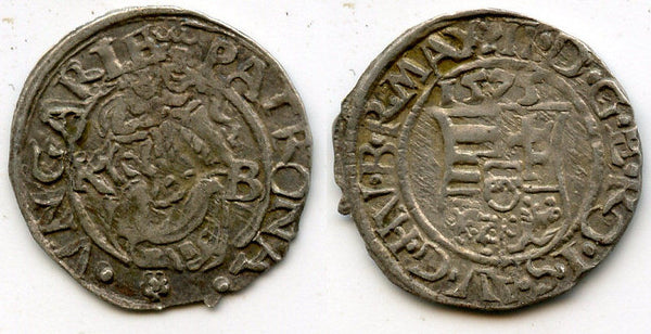 Silver denar, "Madonna and child", Hungary, in the name of Emperor Rudolph I (1572-1608), 1575