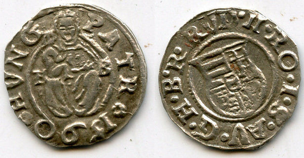 Silver denar, "Madonna and child", Hungary, in the name of Emperor Rudolph I (1572-1608), 1590