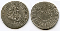 Large silver 15 kreuzer, Leopold (1657-1705), Kremnitz mint, 1693, Austro-Hungarian Empire