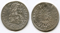 Large silver 15 kreuzer, Leopold (1657-1705), Kremnitz mint, 1680, Austro-Hungarian Empire