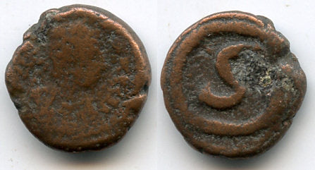 Very rare bronze hexanummium of Justinian (527-565 AD), Alexandria mint, Byzantine Empire
