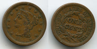 "Braided hair" large cent, USA, 1854