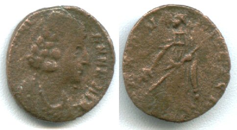 Very rare barbarous AE4 of Helena, imitating AE3/4, issued 337-340 AD.