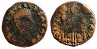 Rare semis (AE23) of Drusus, struck under Tiberius (37-41 AD), Italica, Spain