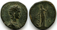Bronze sestertius of Julia Mamaea, mother of Severus Alexander, as Augusta (222-235 AD), Rome mint, Roman Empire - scarcer type!