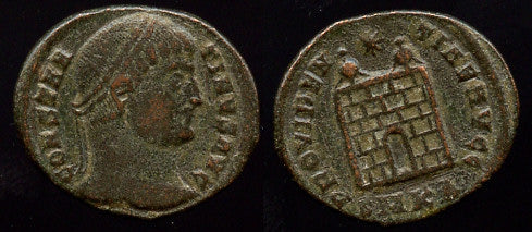 Camp-gate follis of Constantine the Great (307-337 AD), Cyzicus, Roman Empire (RIC 24)