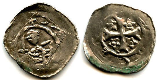 Silver Freisacher pfennig of Heinrich IV von Andechs (1215-28), Gutenwert, modern Slovenia