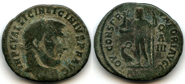 Scarce (R3) follis with silvering, Licinius (308-324 AD), Antioch, Roman Empire (RIC 8)