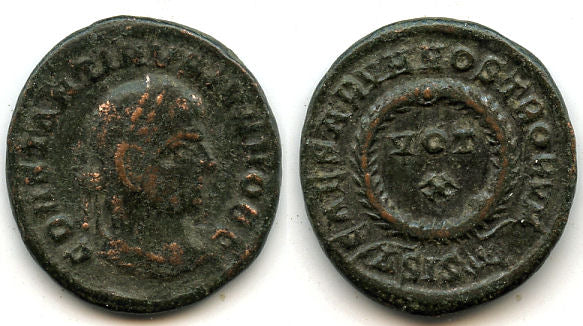 VOT X follis of Constantine II as Caesar (317-37), Siscia, Roman Empire