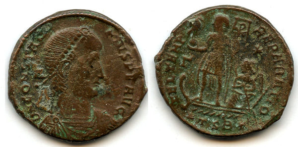 Emperor on ship AE2 of Constantius II (337-61), Thessalonica, Roman Empire