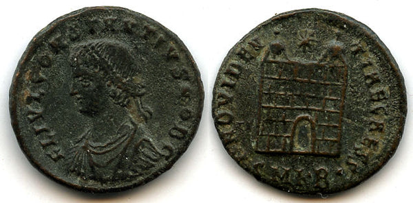 Camp-gate follis of Constantine II as Caesar (317-37), Cyzicus, Roman Empire