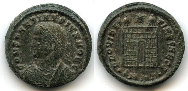 Camp-gate follis of Constantine II as Caesar (317-37), Cyzicus, Roman Empire