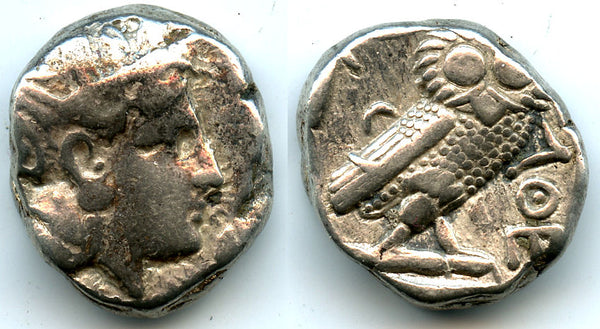 Silver owl tetradrachm, Athens, Attica, ca.393-350 BC, Ancient Greece