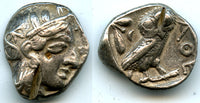 Silver owl tetradrachm, Athens, Attica, ca.393-350 BC, Ancient Greece
