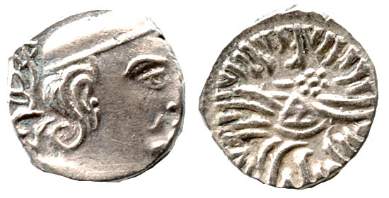 Superb quality! Phase II silver drachm of Svami Rudrasena III Mahakshatrapa (348-379 AD), 286 SE/364 AD, Indo-Sakas - scarce date!