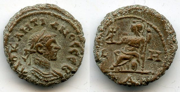 Potin tetradrachm of Diocletian (284-305 AD), Alexandria, Roman Empire - type with a seaed Roma, RY 8 (291/292 AD) (Milne #5018)