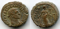 Potin tetradrachm of Diocletian (284-305 AD), Alexandria, Roman Empire - type with a standing Tyche, RY 3 (286/287 AD) (Milne #4843)