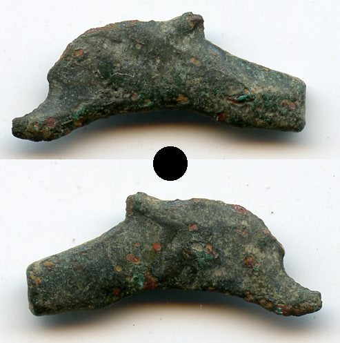 Quality ancient bronze AE22 dolphin-shaped coin, Olbia, Sarmatia, 5th/4th C. BC