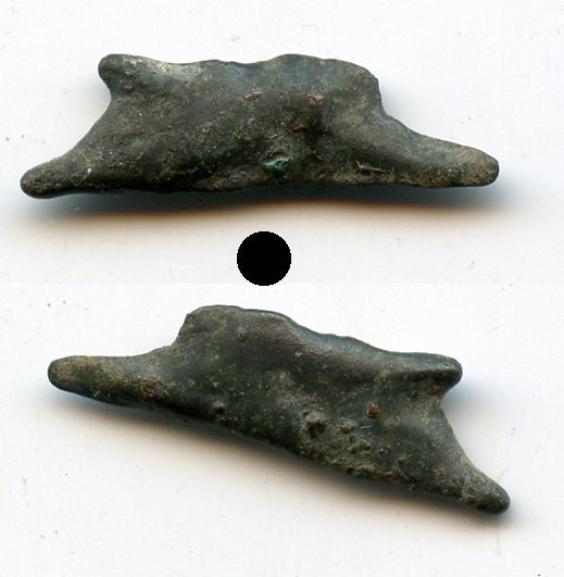 Nice ancient bronze AE22 dolphin-shaped coin, Olbia, Sarmatia, 5th/4th c. BC