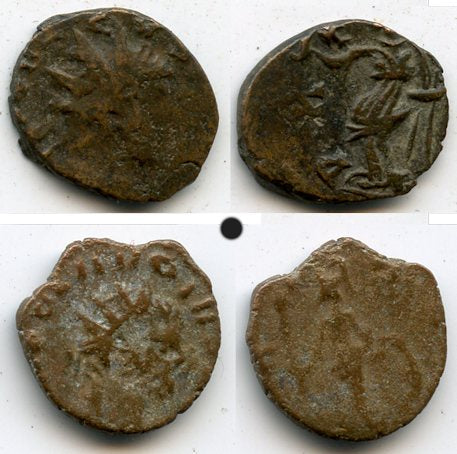 Very rare! Barbarous antoninianus of Claudius II with Minerva, minted ca.270-280 AD, French find