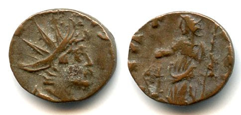 Ancient barbarous antoninianus of Tetricus II (minted ca.270-280 AD), Pax/Salus hybrid type, hoard coin from France