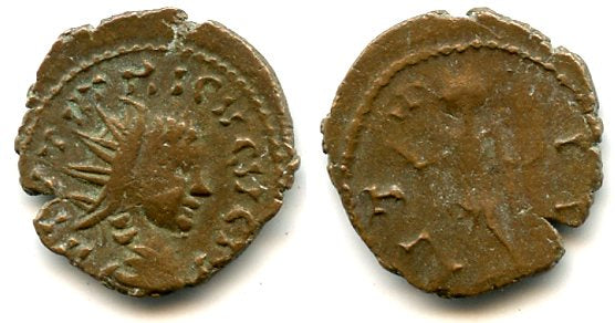Ancient barbarous antoninianus of Tetricus II (ca.270-280 AD) - PAX type, Roman Gaul