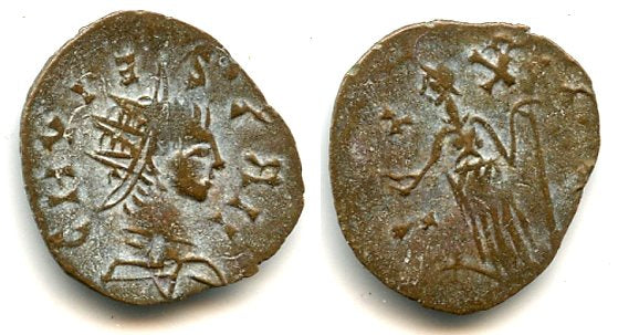 Very nice quality ancient barbarous antoninianus of Tetricus II (minted ca.270-280 AD), hoard coin from France