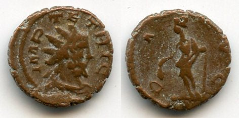 Beautiful quality tiny ancient PAX barbarous antoninianus of Tetricus (minted ca.270-280 AD), hoard coin from France
