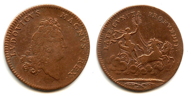 Nice copper token (AE27) of Louis XIV (1643-1715), France - "Luna" type
