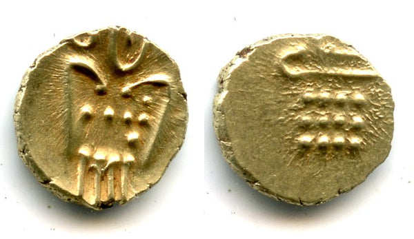 Rare gold Kali fanam, unknown mint in Karnataka, 1500-1750, S. India (Kali fanam with Vira Raya reverse type II)