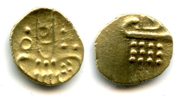 Rare gold fanam, Chitradurga, ca.1565-1779, S. India (Herrli #1.06.08)