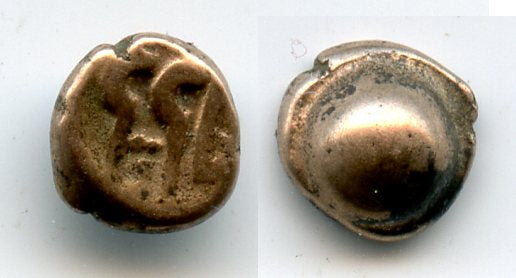 Unpublished gold fanam, imitation of the Mughal Emperor Alamgir II (1754-1759), 18th century AD, Southern India