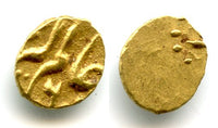 Extremely rare! Gold 1/2 fanam (1/4 rupee in gold) dated to RY 6 = 1759, Alamgir II (1754-1759), Mughal Empire