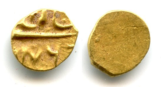 Very rare posthumous gold 1/2 fanam (1/4 rupee in gold) with "Alamgiri", Alamgir II (1754-1759), 1176 AH / 1762 AD, Mughal Empire