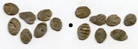 Lot of 7 brockage errors various silver wire kopeks, 16th-17th century, Russia