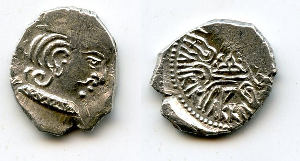 Very rare silver drachm of Rudrasimha III (ca.387-415 AD), Indo-Sakas - the last ruler of the Western Kshatrapas