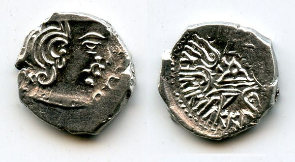 Very rare silver drachm of Rudrasimha III (ca.387-415 AD), Indo-Sakas - the last ruler of the Western Kshatrapas