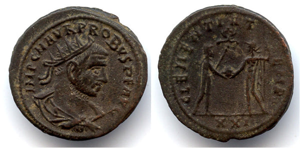 Rare high quality antoninianus of Probus (276-282 AD), CLEMETIA TEMP with a wreath, Tripolis mint, Roman Empire