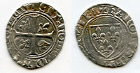 Excellent silver blanc guenar of Charles VI le Bien-Aimé/le Fol (the Well-Beloved/the Mad) (1380-1422), Crémieu mint, France. 4th issue, minted 1411-1415.