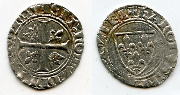 Silver blanc guenar of Charles VI (1380-1422), Crémieu, France. 4th issue, minted 1411-1415.