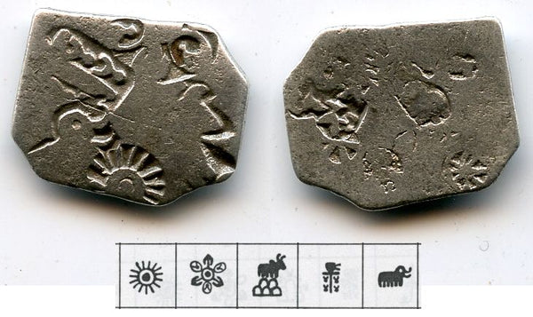 Silver punch drachm, period of Mahapadma Nanda and his sons (ca.345-323 BC), Magadha Janapada, Ancient India (G/H 450)