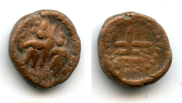 Bronze anonymous 2-kasu, issued by the Rajas of Sivaganga (ca.1730-1801), Independed Kingdom in South India (KM #6.2)