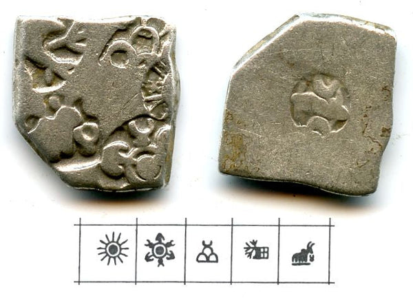 Silver drachm of Samprati (c.216-207 BC), Pataliputra, Mauryan Empire, India (G/H 574)