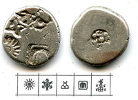 Scarce silver karshapana of Dasaratha (c.224-216 BC), Pataliputra, Mauryan Empire, India G/H 572