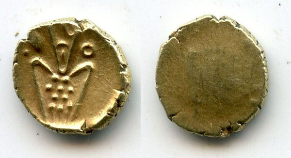 Uncertain gold Kali fanam minted by the British EIC company or the Dutch VOC company in Southern India, ca.1639-late 1700's, India (Herrli #3)