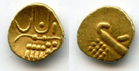 Unknown gold Vira Raya fanam w/crescent, Calicut?, 1500-1700s, India (H#1.23.60)