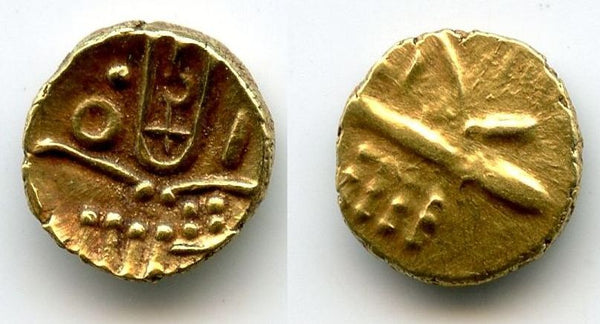 Rare gold fanam, Nayakas of Chitradurga, ca.1565-1779 AD, Southern India (Herrli #1.04)