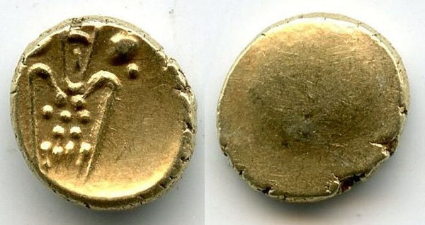Uncertain gold Kali fanam minted by the British EIC company or the Dutch VOC company in Southern India, ca.1639-late 1700's, India (Herrli #3)