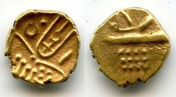 Rare gold fanam, Nayakas of Chitradurga, ca.1565-1779 AD, Southern India (Herrli #1.04)
